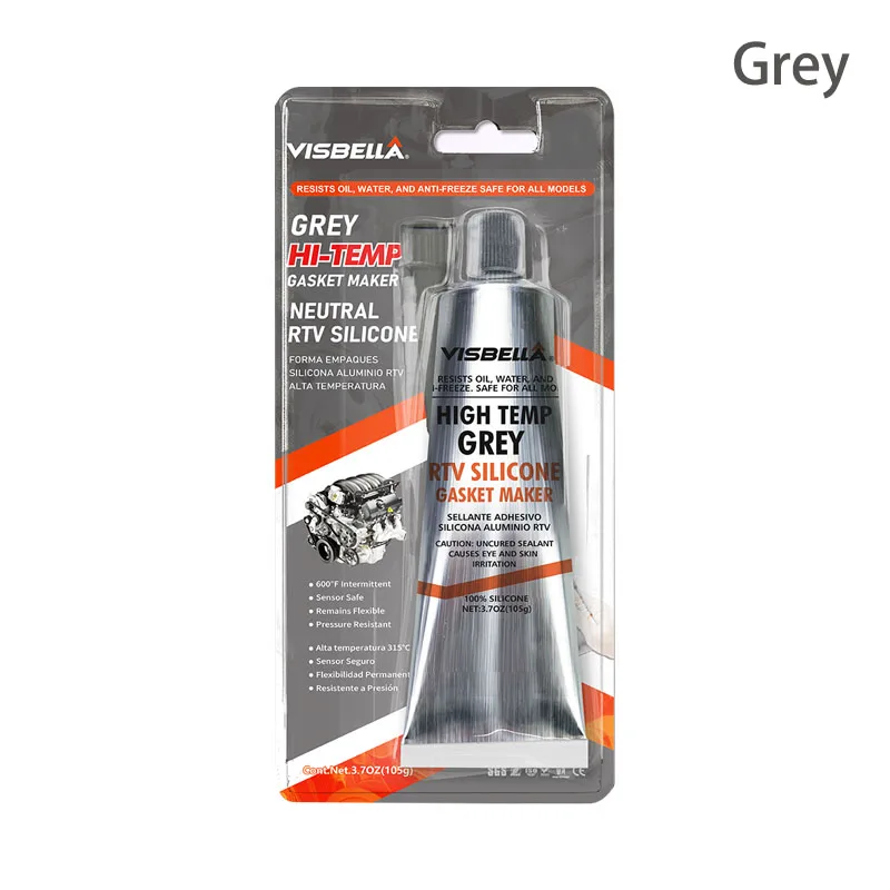 Visbella Gray Motor Engine Joint Paste Multifunctional Liquid Gasket High Temp RTV Silicone Waterproof Sealer Gasket Maker