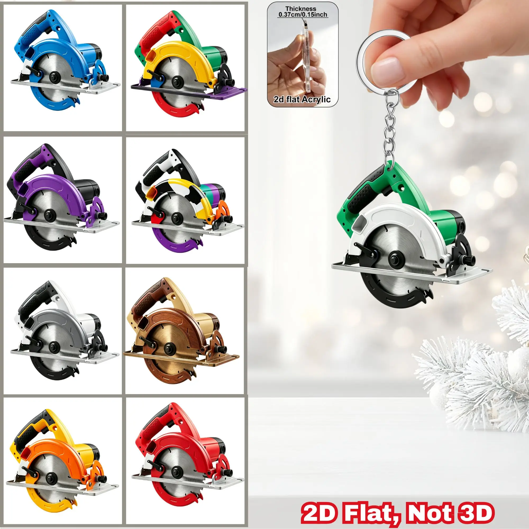 2D Circular Saw Acrylic Keychain Creative Tool Backpack Car Key Charm Gift for Woodworkers Carpenters Birthday Party Giveaways