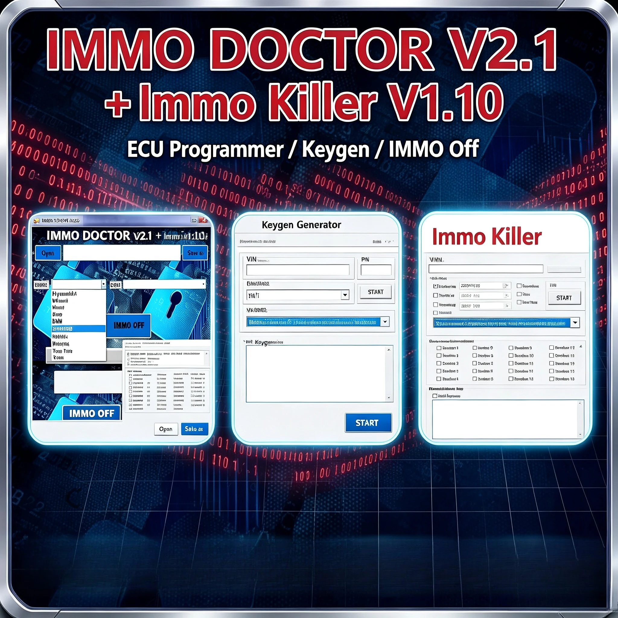 IMMO DOCTOR V2.1 With Unlimited KEYGEN MULTI BRAND Immo Off Software ECU Chip Tuning+ ImmoKiller V1.10 OBD2 Scanner Car Software