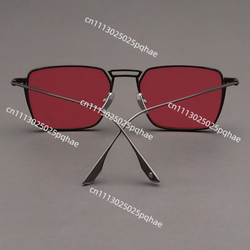 Pure titanium glasses, women's polarized pink sunglasses, big face widened square sunglasses, men's style