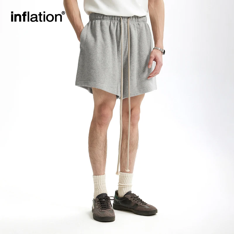 INFLATION Solid Sports Shorts American Streetwear Casual Cozy Shorts for Men