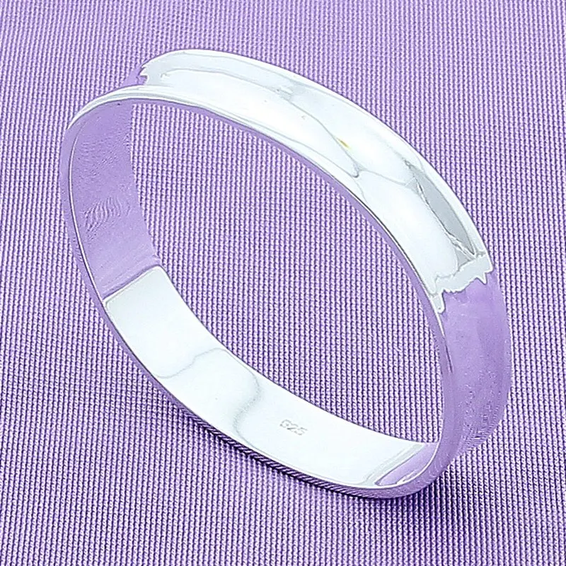 Mode-Sieraden Brede Concave Gladde Manchet Armband Voor Vrouwen Bruiloft Verlovingsgeschenk-925 Sterling Zilveren Armbanden