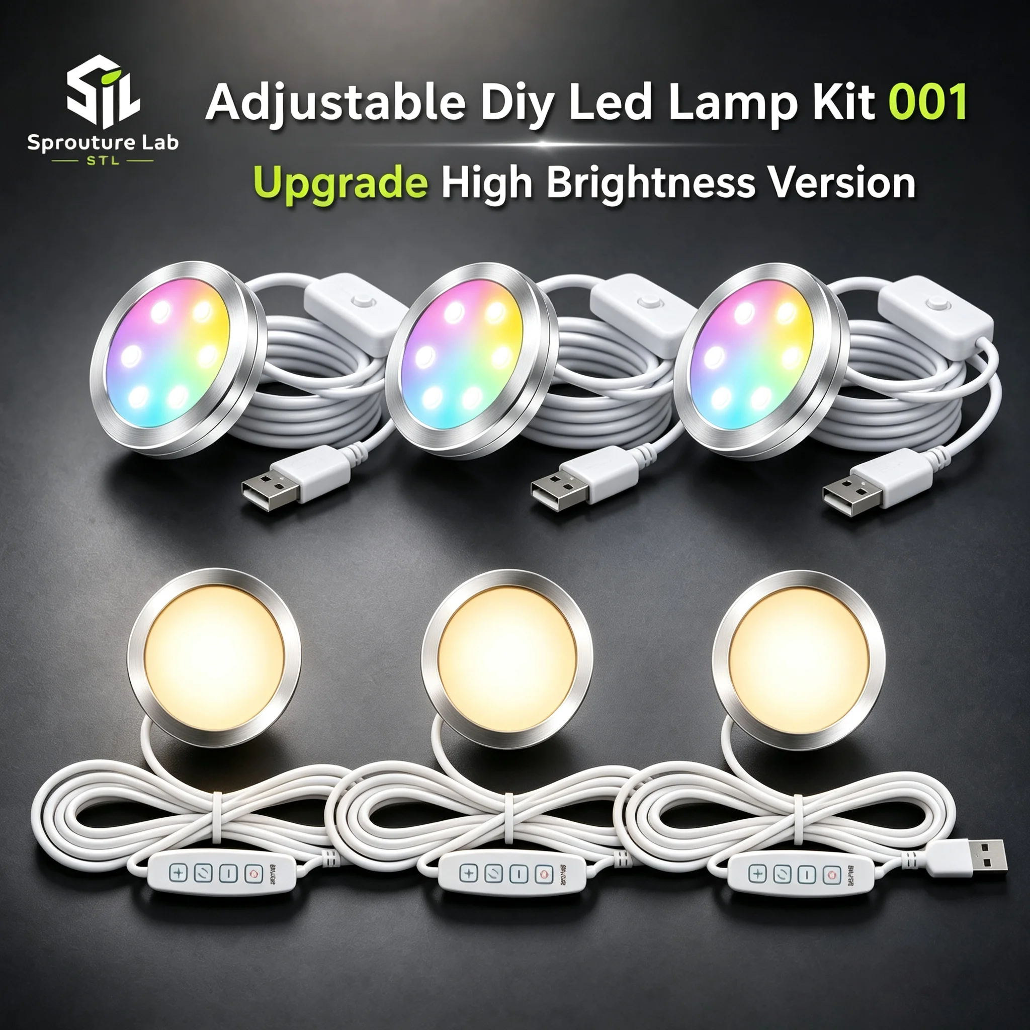 Für Bambu Lab LED-Lampen-Kit 001 Hochleuchtendes Einstellbares Licht-Set LED-Teile Hardware DIY-Modell Weiß/Kaltlicht/Warmlicht-Kit 001