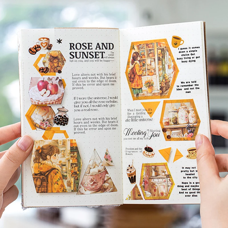 100pcs Coffee Shop Series Coffee Theme Header Sticker Book Handbook Collage Material DIY Calendar Greeting Card Photo Frame