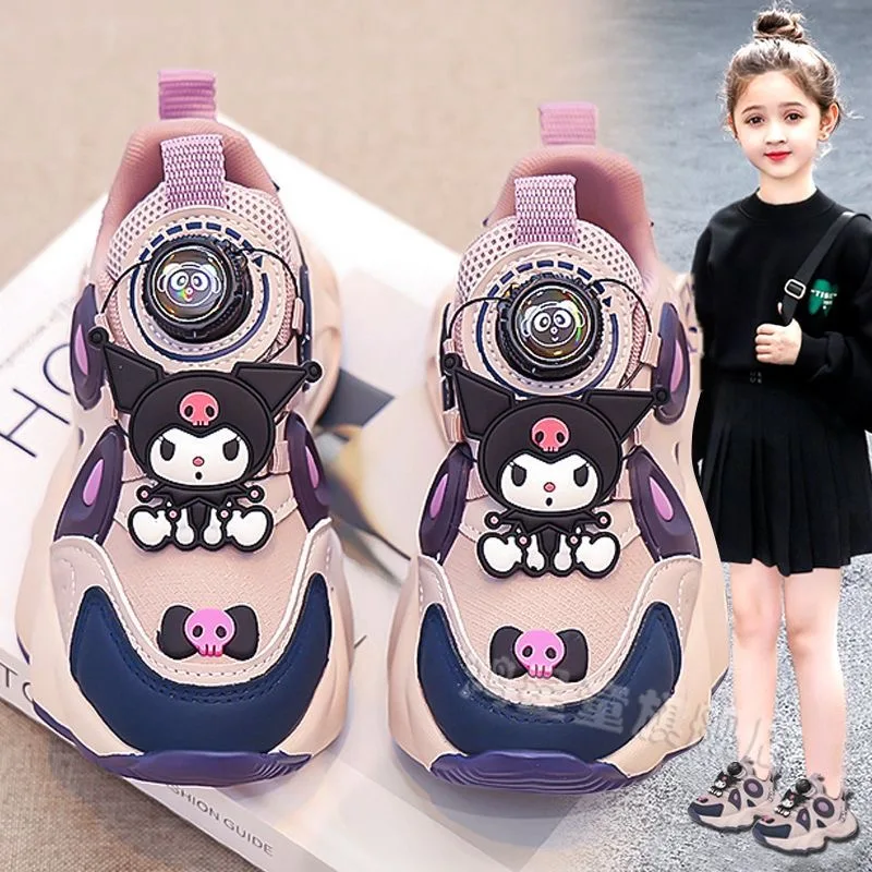 

Kuromi Girls' Shoes 2024 New Autumn/Winter Plush Children's Casual Shoes Button Sports Shoes Girls' Dad Shoes