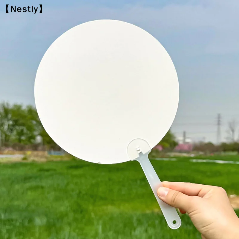 10pcs Round Hand Fan Blank DIY Chinese Hand Fan Stage Performance Hand Fan Wall Decora For Craft Make Hand Graffiti Fan〔Nest〕