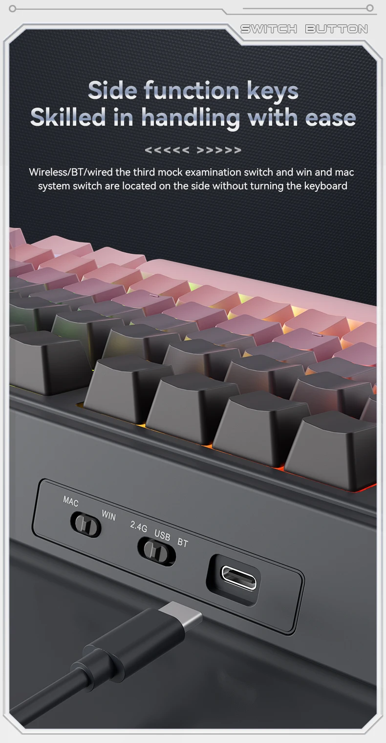 Ajazz AK980 V2 Gaming Mechanische Tastatur Geschenk-Switch Vollgröße RGB-Tastenkappen Montage Drei Modi – Detail 11