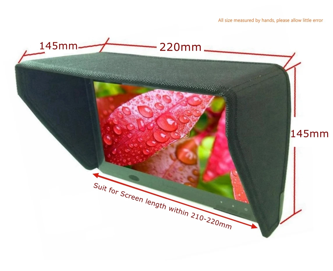 9inch Monitor Sun Hood TV Movie Video Display Visor Cage Rivet Fixation Protective Cover Light Shield Block Screen Mask Sunshade