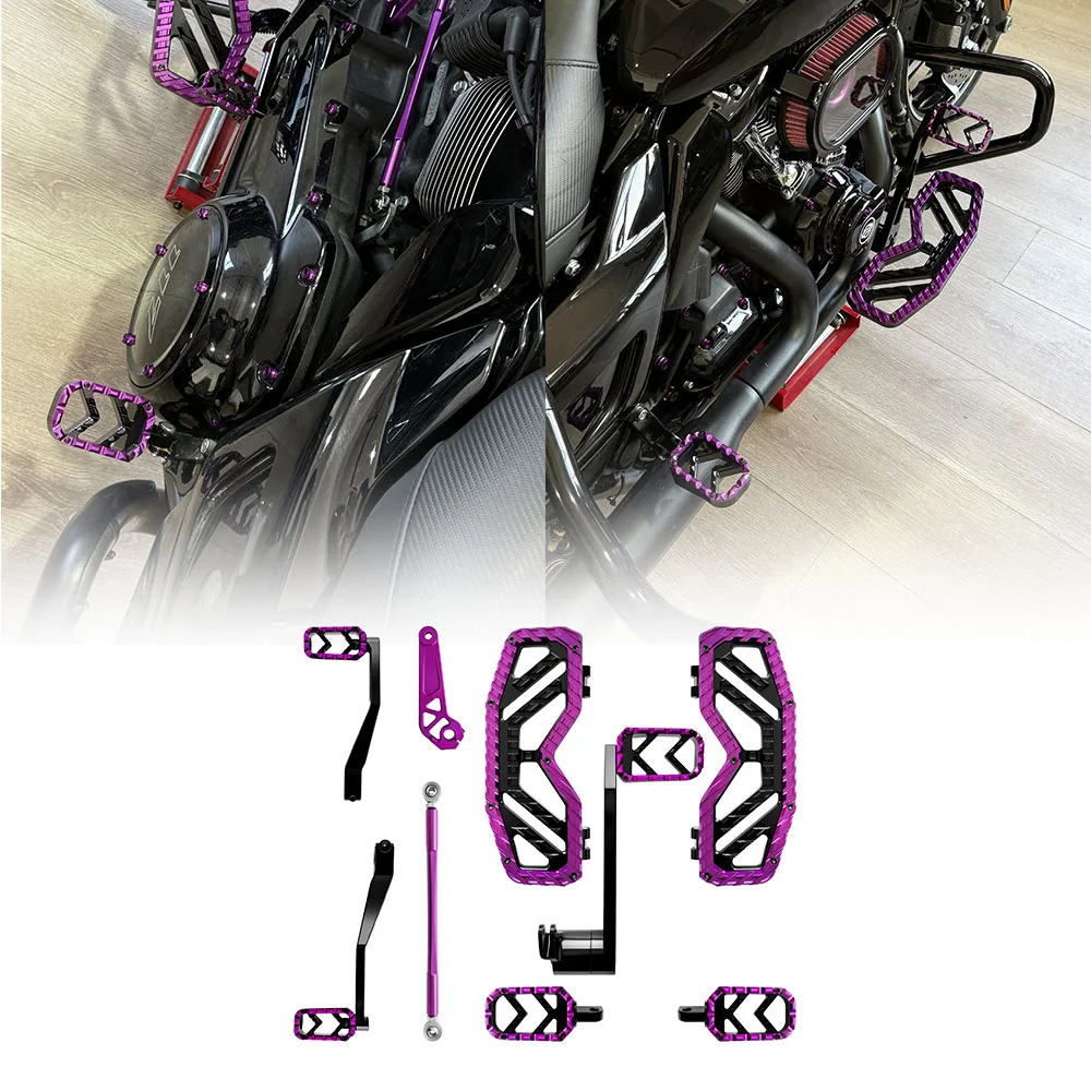 Motorcycle Dragon Scale Floorboards Performance Footboard Kit Footpegs Shift Rod Brake Pedal Full Set for Harley 14-26 Touring