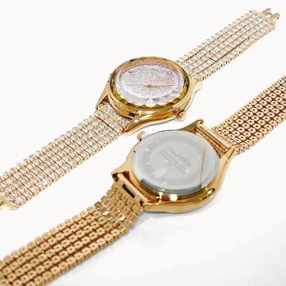 Fashion Shiny Watch For Women Elegant Diamond Jewelry Quartz Watches Girl Dress Rose Pink Wristwatch Ladies Girl Dropshipping