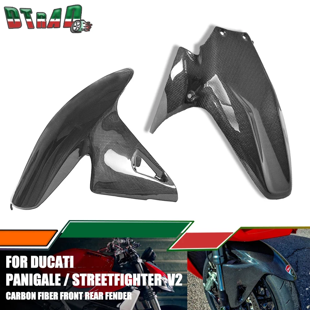 

For DUCATI Panigale/Streetfighter V2 2020-2023 2024 Carbon Fiber Front Fender & Rear Hugger Mudguard Motorcycle Fairings Gloss