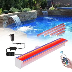 LED Waterfall Descent Fountain Light 30cm 60cm 90cm 120cm Swimming Pool Cascade Decorative Wall Hanging Fountain Spillway