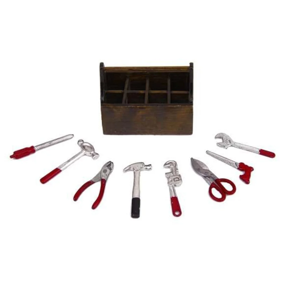 

Mini Tool Box Miniature Tools Case House Tiny Toolbox Wooden Small Stuff Kit Decor Child