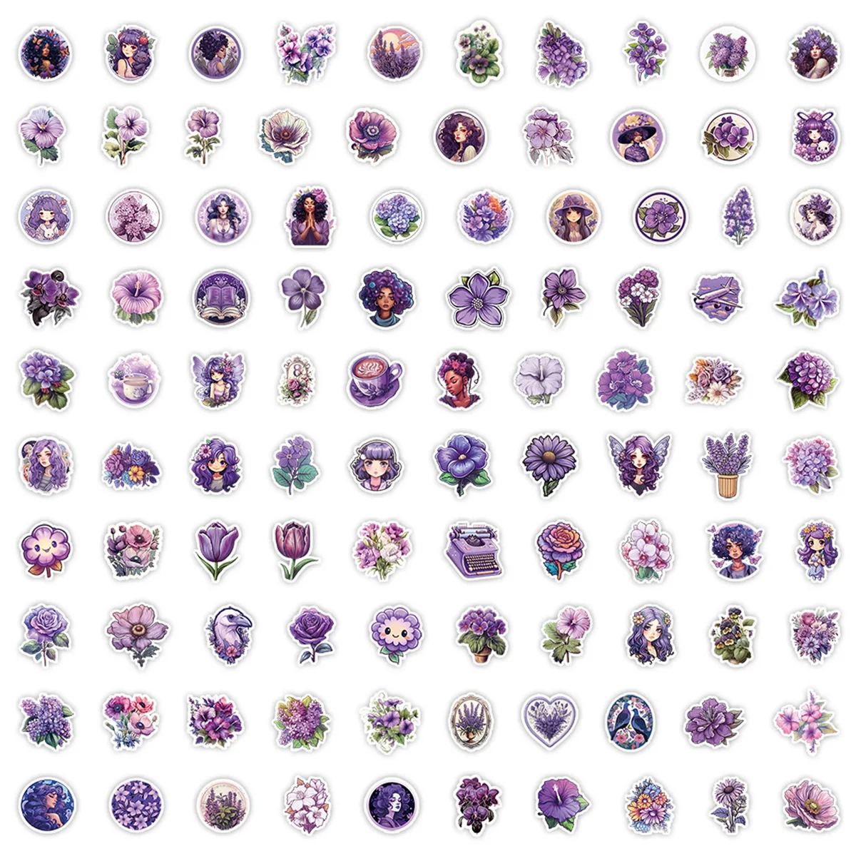 Cute Wind Violet Graffiti stickers Water cup waterproof decorative stickers for children DIY stickers creative personality