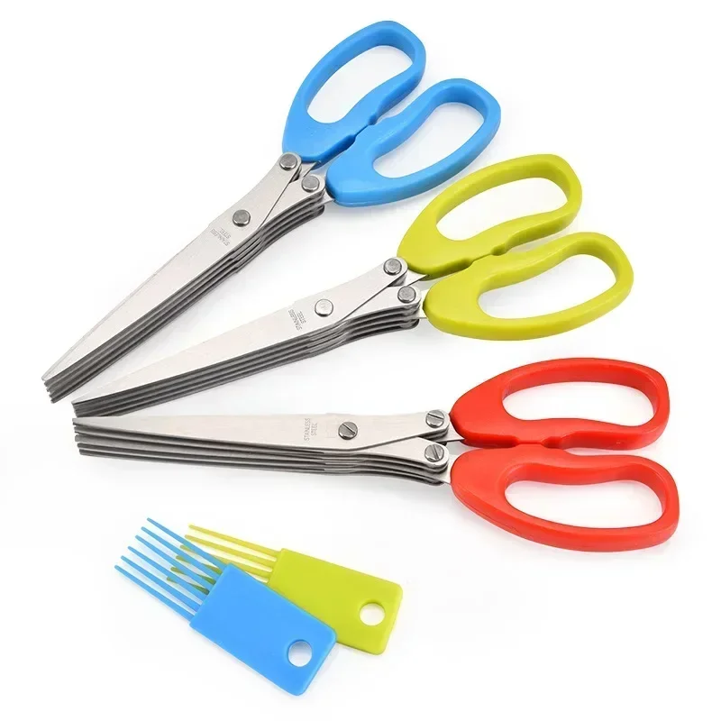 Tool Cut Scissors Kitchen Spices Muti Knives Multi-layers Laver Steel Cutter Cook Layers Scallion Multifunctional Herb Stainless