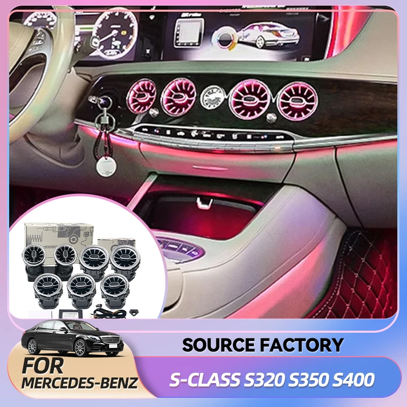 

Interior Stickers 7/64 Color LED Turbo Air Conditioning Vent Ambient Light Decorate Lights RGB For Mercedes-Benz S-Class(W222) S