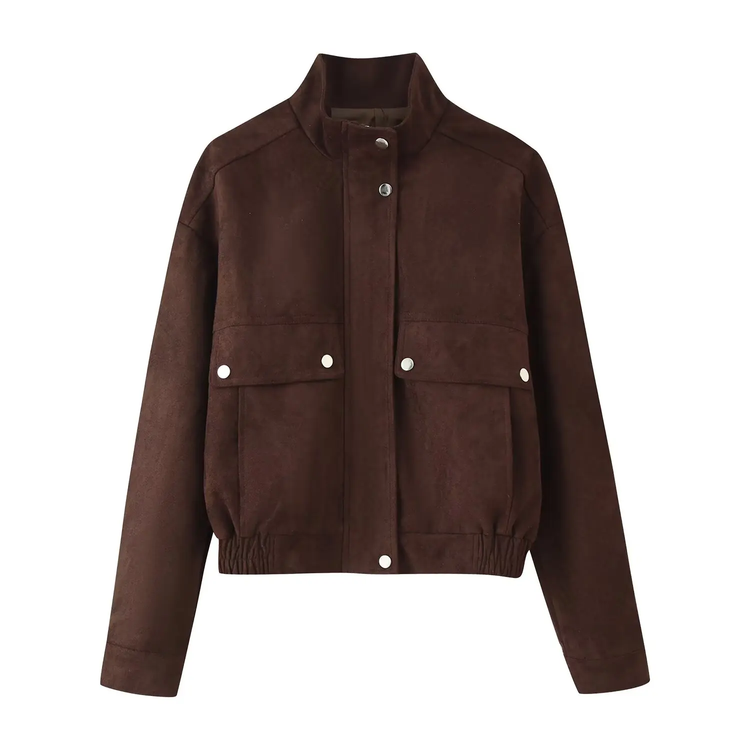 

2025 WOMAN fashion European and American style autumn new suede texture jacket Joker zipper decoration coat Outerwear Mujer