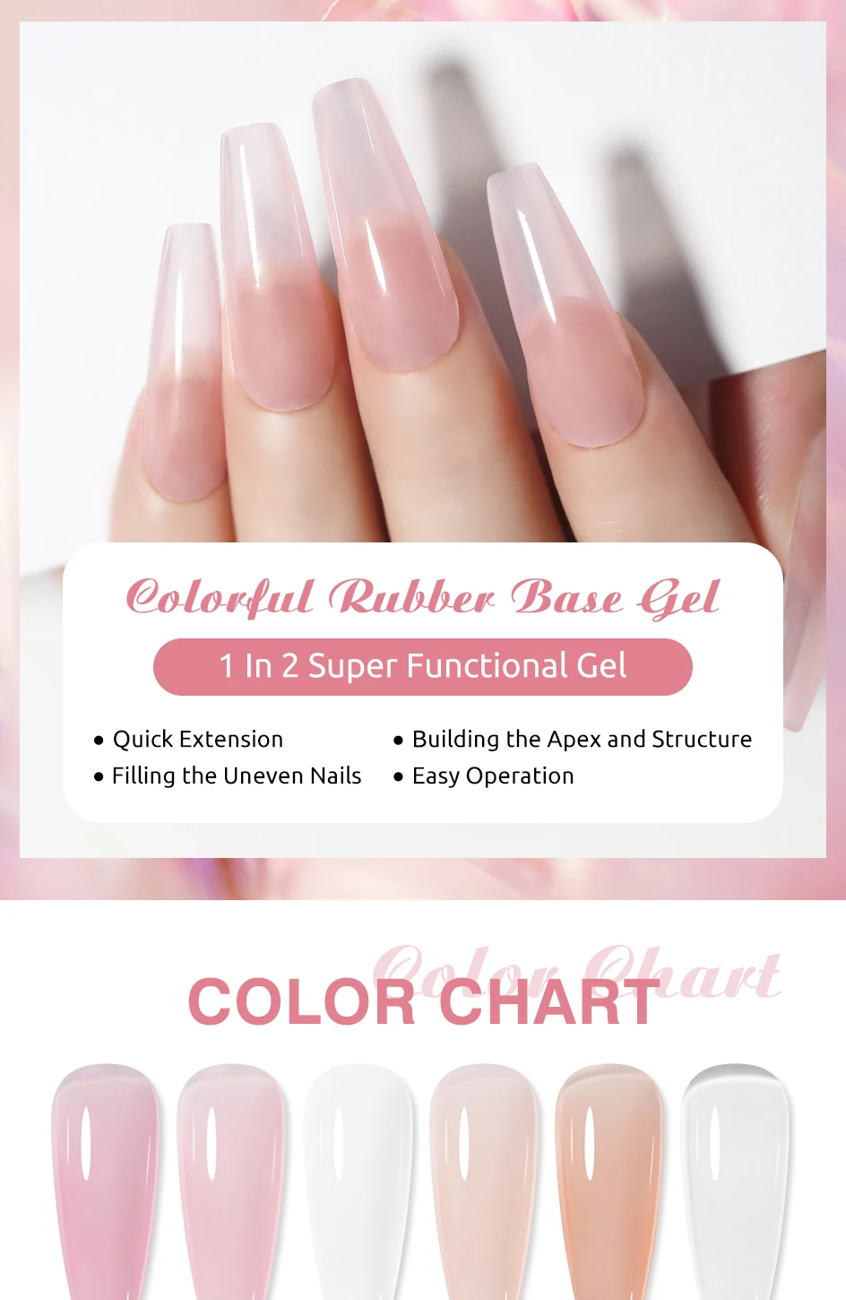 Farbiger Rubber Base Coat Clou Beaute Rubber Building Base Coat Jelly Pink Nagelverlängerungs-Gel Nagellack French Nail Gellack – Detail 1
