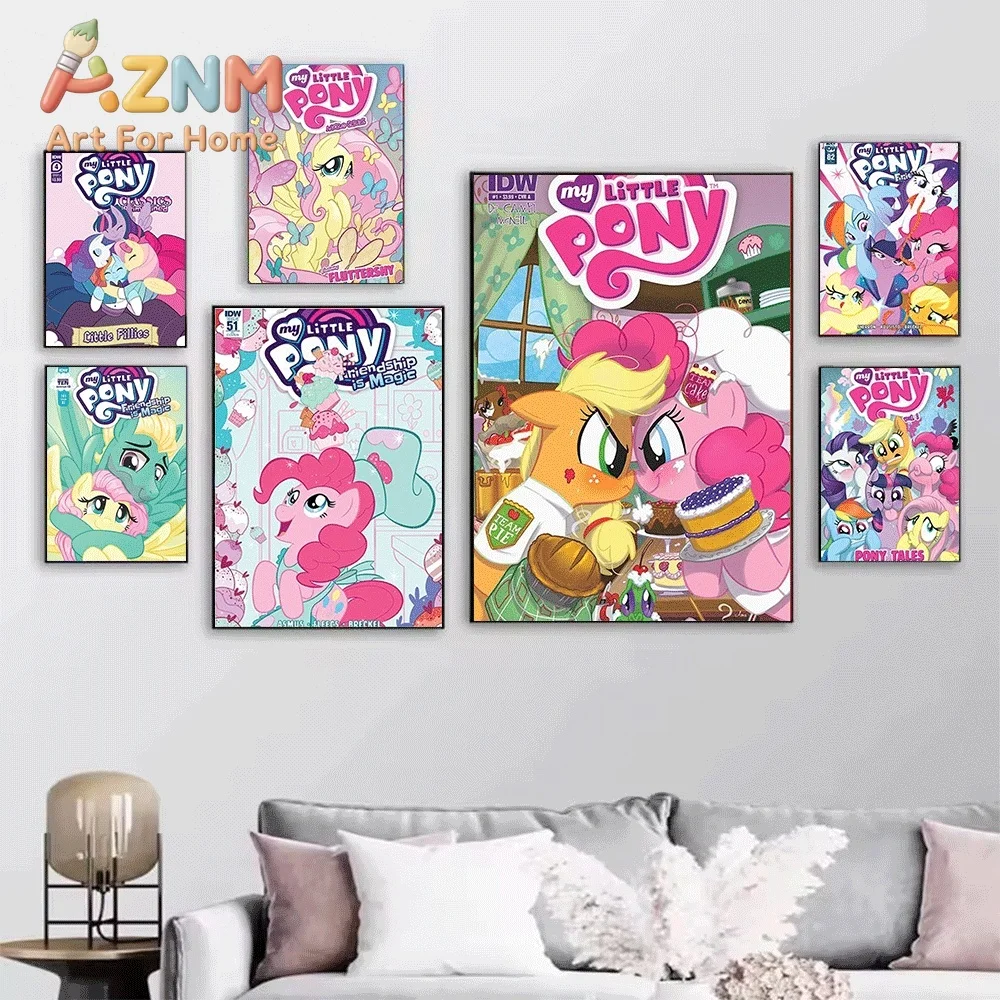 My Little Pony Comic Book Cover Canvas Painting Frameless Wall Art Print Poster Home Bedroom Living Room Cartoon Wall Decorati