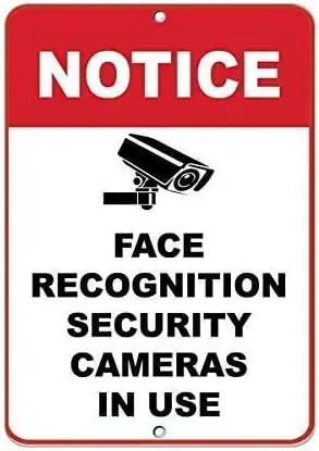 Trffc Sgns 12x16 Notce Fce Recognton Securty Cmers n Use Sgn Tn Metl Outdoor Decor Sfety Sgn