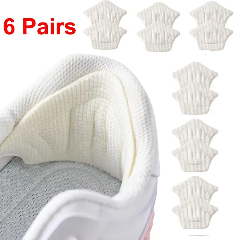 

6pairs Soft Insoles Patch Heel Pads for Sport Shoes Back Sticker Adjustable Size Antiwear Feet Pad Cushion Insert Insole