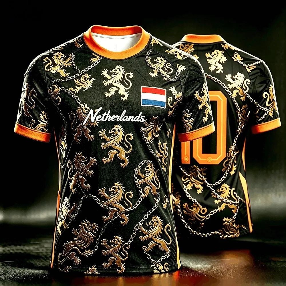 2026 Summer New Design Dutch Style Football Shirt Men's Sports T-shirt Men's Short Sleeve Shirt 3D Print Women's T-shirt Y2k