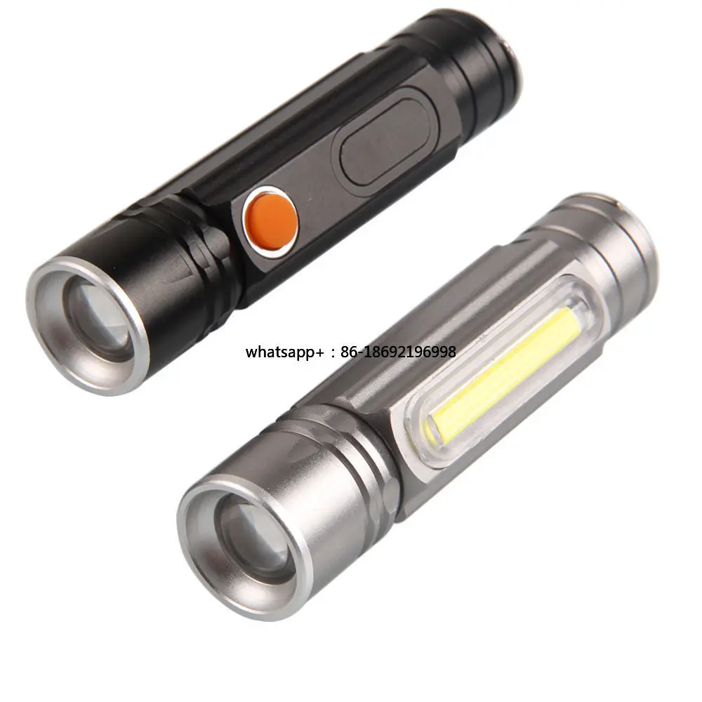 Stretch Zoom USB Strong Light Flashlight Mini Waterproof LED Aluminum Alloy Charging Side COB Magnet Work Light