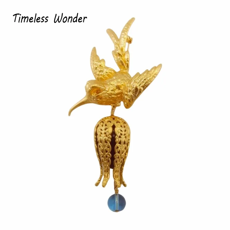 Timeless Wonder Retro Peace Dove Glass Brooch Pins for Women Designer Jewelry Punk Runway Luxury Gift Rare Top Cute 1462