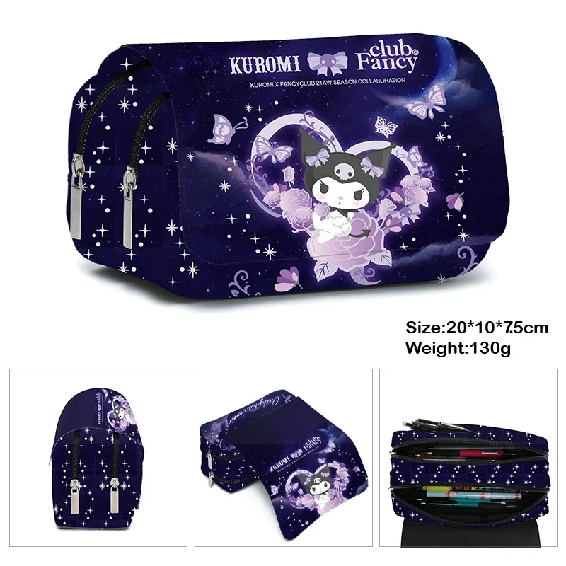 Printing Kuromi Double-layer Pencil Bag Primary and Secondary School Students Cartoon Pencil Bag Mochila Children's Gifts