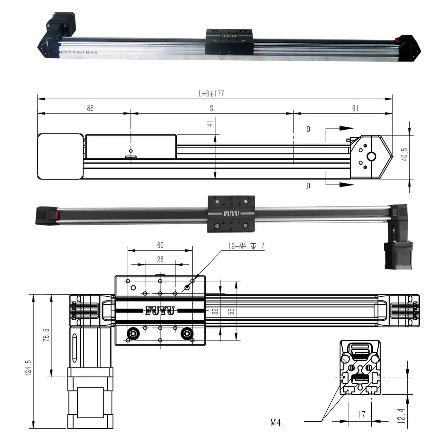 3500mm Stroke Range High Speed Double Shaft Cores Thin Slide Linear Rail Guide