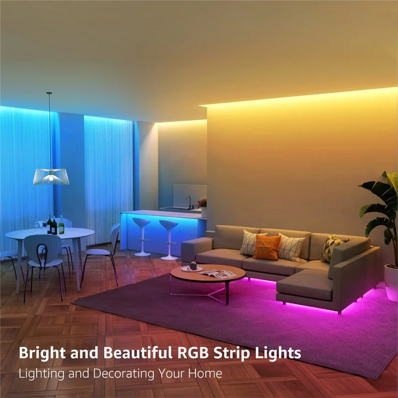 ABVG-LED Strip Lights With Bluetooth App Led Lighting DIY Color-Changing Room Deco US Plug view 3