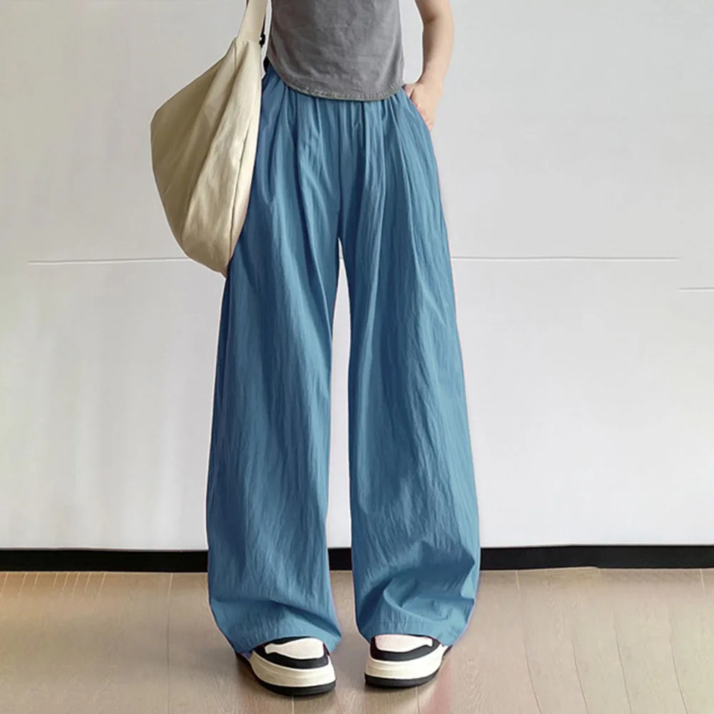 

Повседневные брюки, черные свободные широкие брюки, новинка, повседневное использование, микроэластичная ткань, размер S-XL, сплошной узор