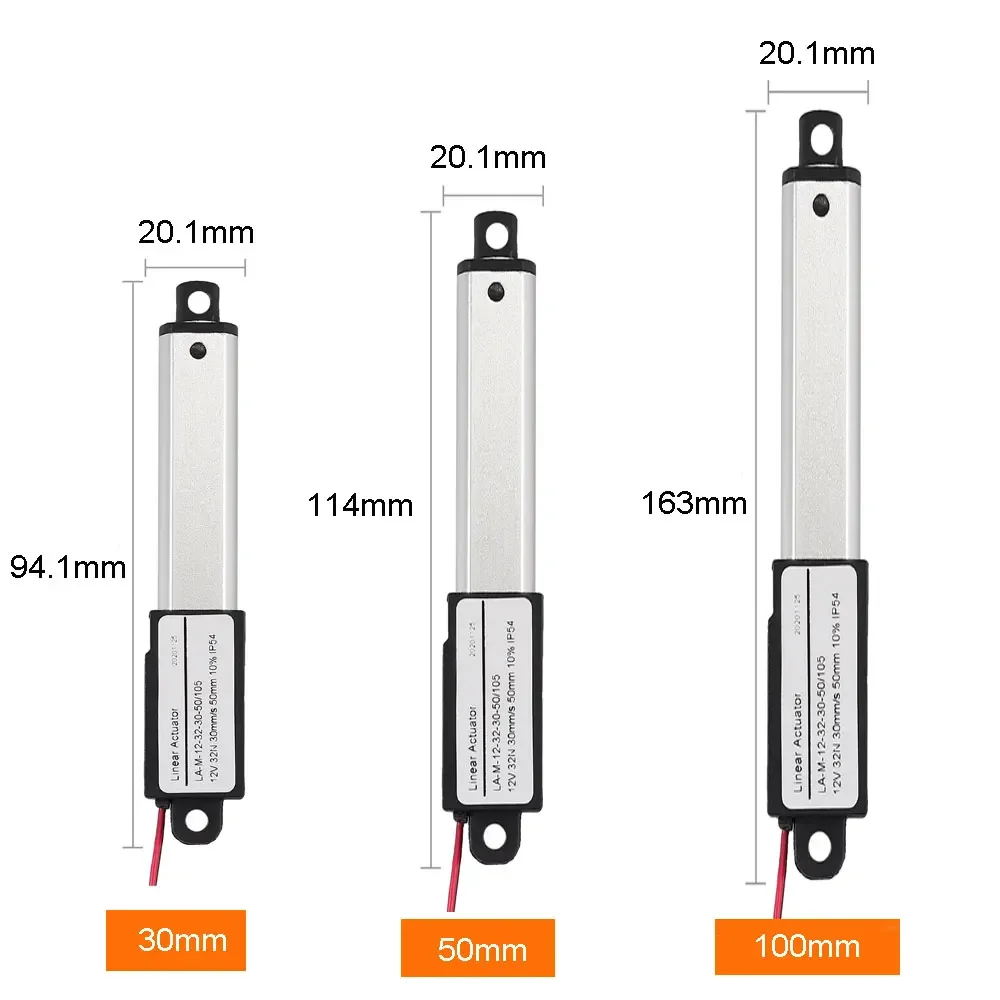 DC 12V 32N 30mm/s Speed Mini Linear Actuator Motor 30mm 50mm 100mm Stroke Linear Actuator Motor Drive