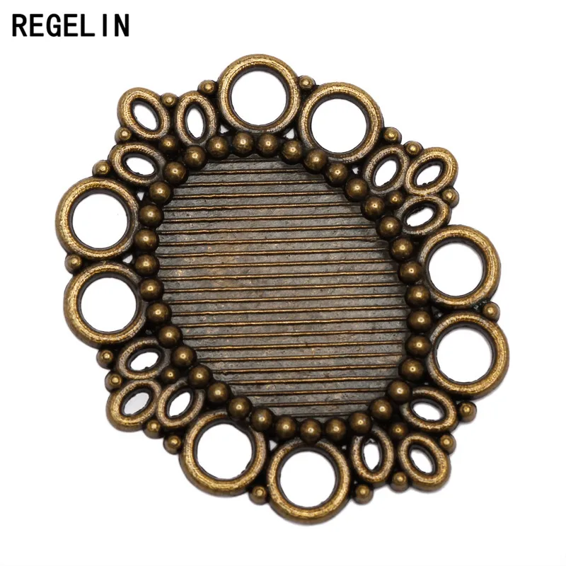 REGELIN 10pcs 18*25mm Inner Size  vintage bronze Classic Simple Style Cabochon Base Setting Charms Pendant Jewelry Accessories