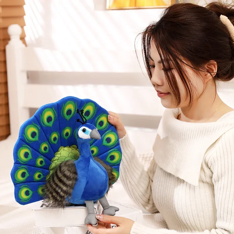 Kreative Simulation Pfau Plüschtier Grün Blau Pfau Spread Tail Schöne Plüschpuppe Qualität Gefüllte Baumwolle Schmückt Schlafzimmer – Detail 7