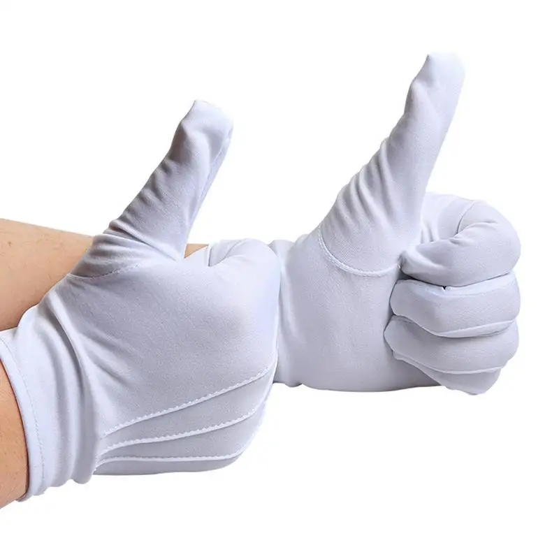 White Cotton Gloves Men Formal Tuxedo Uniform Gloves Honor Guard Parade Ceremony Costume Cosplay