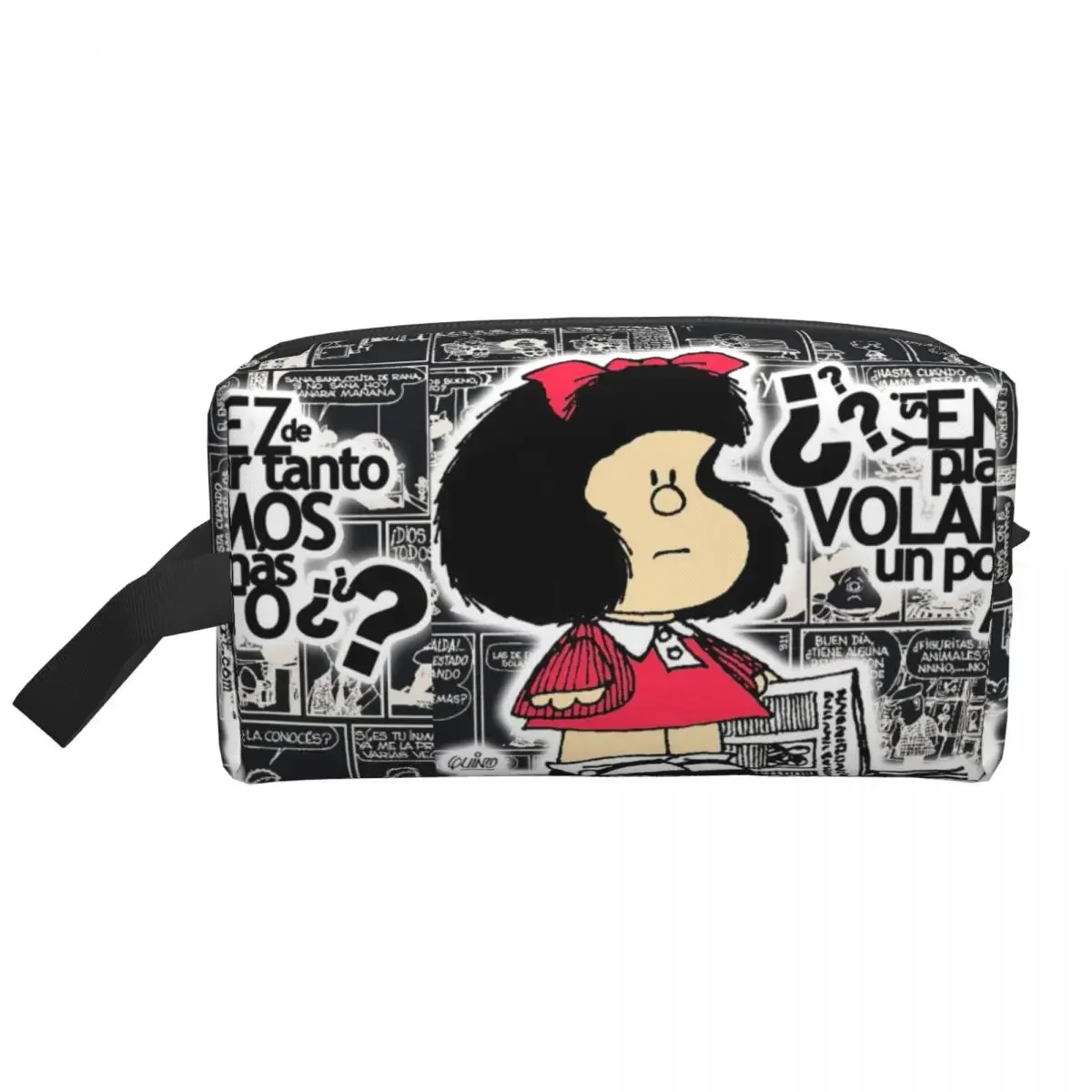 Funny Mafalda Print Large Capacity Travel Makeup Pouch Portable Waterproof Toiletry Bag Storage Bag