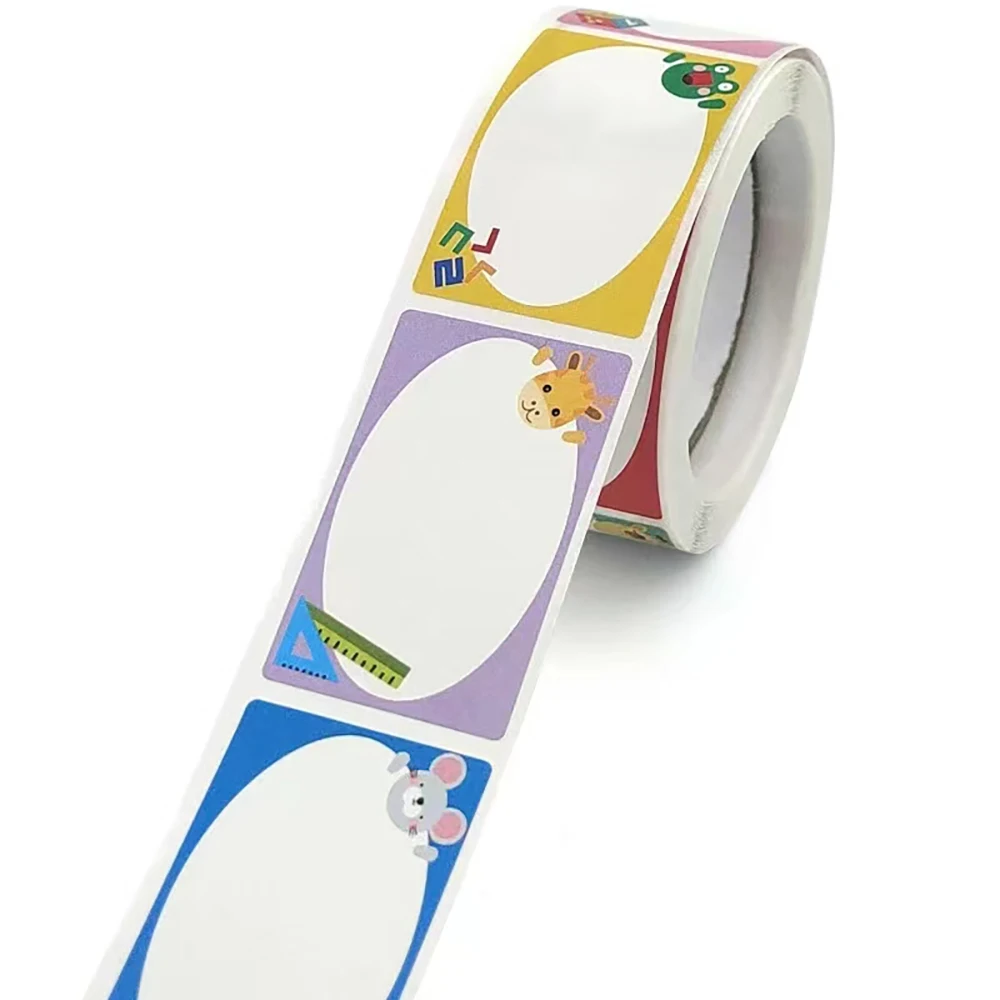 200pcs/roll Cute Cartoon Name Stickers 2.5x4cm Blank Writable Labels for School Kids Classification Marking Stationery Sticker