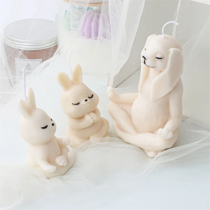 Multi Style Yoga Animal Candle Silicone Mold Rabbit Dog Soap Resin Plaster Mould Frog Chocolate Ice Making Set Home Decor Gifts