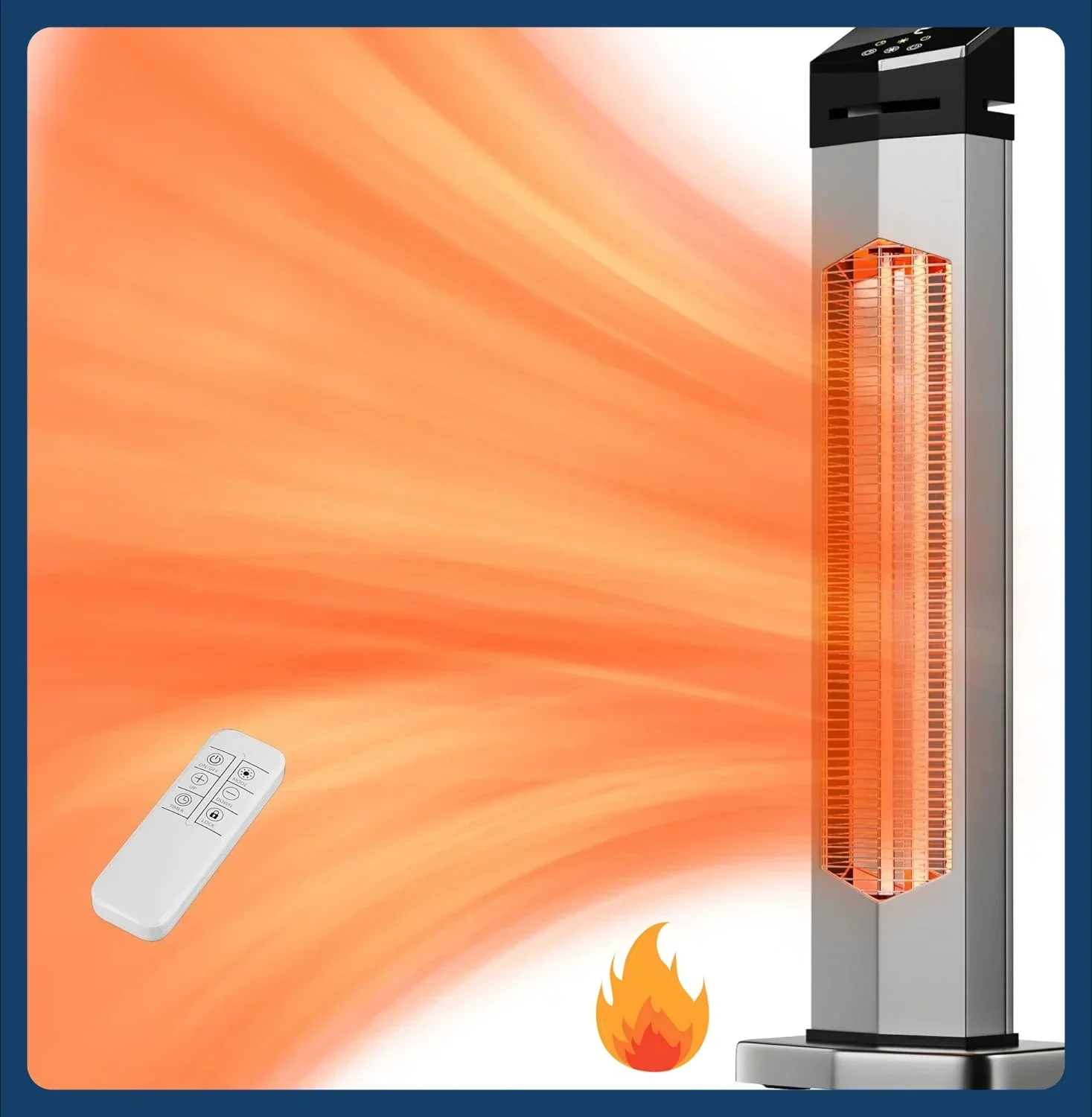 

[Limited Stock!]Outdoor Heaters for Patio,1500W Electric Infrared Radiant Heater with Remote,37IN Portable Tower Space Heater wi
