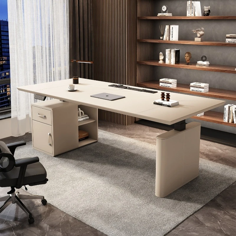 

Nordic Electric Height-Adjustable Frame Desk Modern Creative Bedroom Dual-Motor Computer Desk Gaming Solid Wood Furniture FYCD