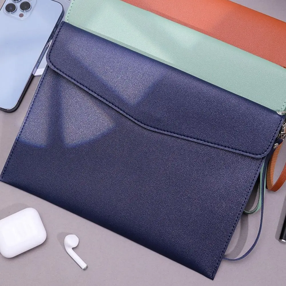 A4 A5 Leather File Folder With Handle Data Package Document Bag Fashion Briefcase Data Contract Bill File Bag School Supplies