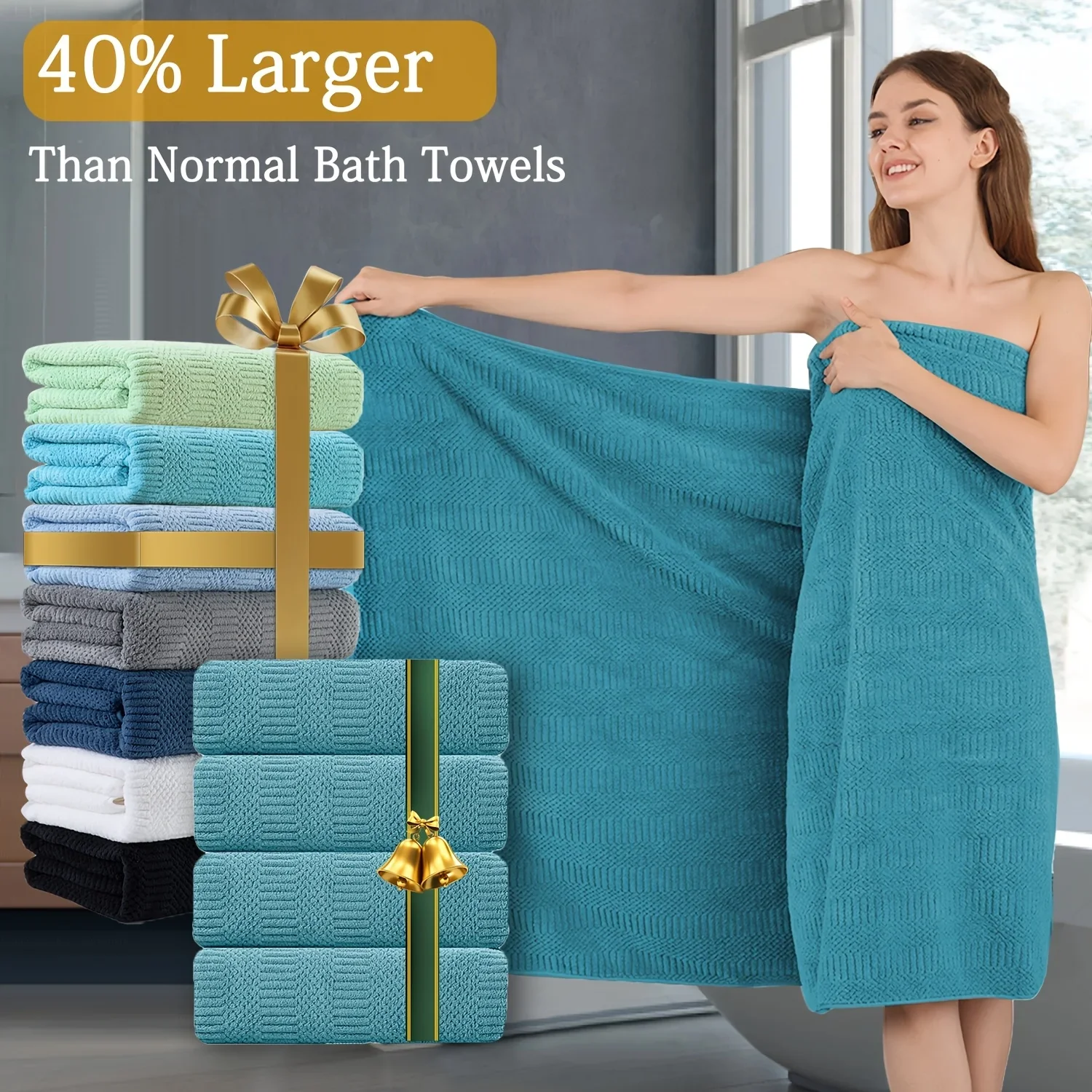 

KEEHOME Oversized Bath Towels Set, Extra Large Towel Microfiber Soft XL Bath Sheet Super Absorbent Bathroom Towels Set Quick Dry Plus Size Shower Towels for Family Hotel, Wash Cloths
