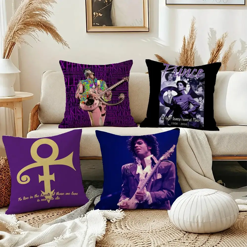 Pop Icon Prince Cushion Cover Short Plush Pillowcase, Washable Wrinkle Resistant Cover for Bedroom Gift