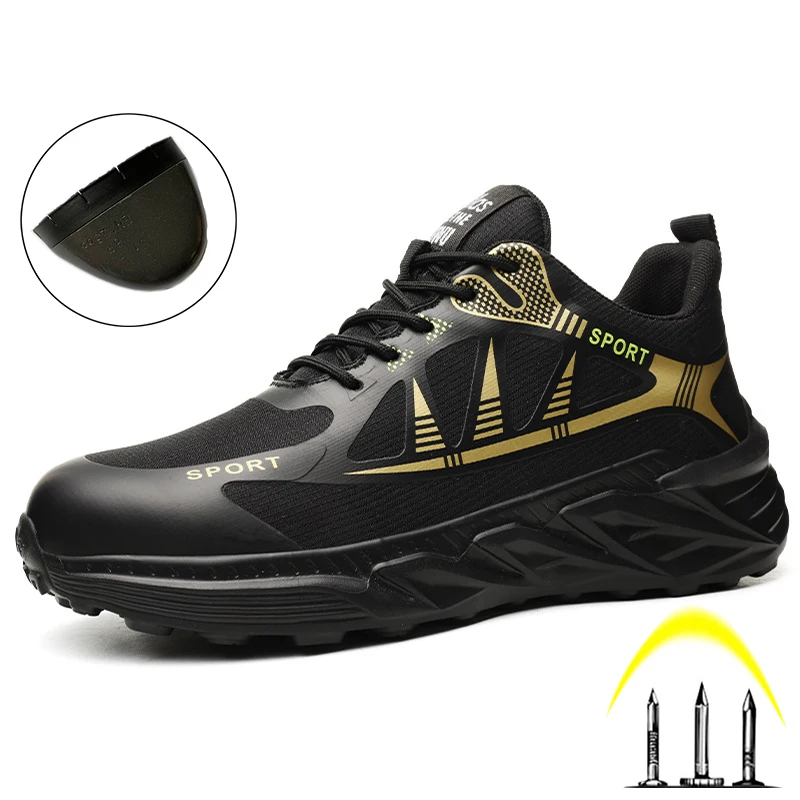 Waliantile New Men Indestructible Safety Shoes For Construction Steel Toe Anti-smashing Work Boots Puncture Proof Safety Shoes