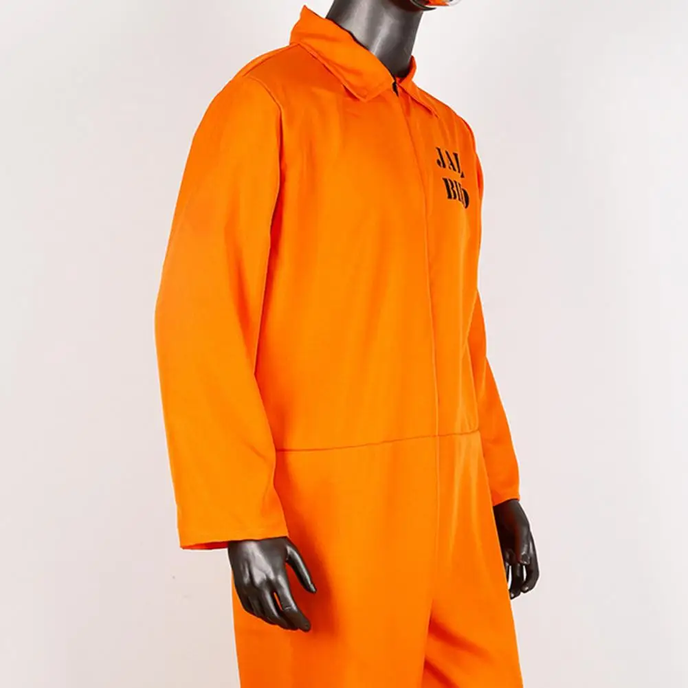 Halloween Prisoner Cosplay Jumpsuit With Manacle Halloween Unisex Role Play Outfit Lapel Zipper Festivals Parties Shows Costume
