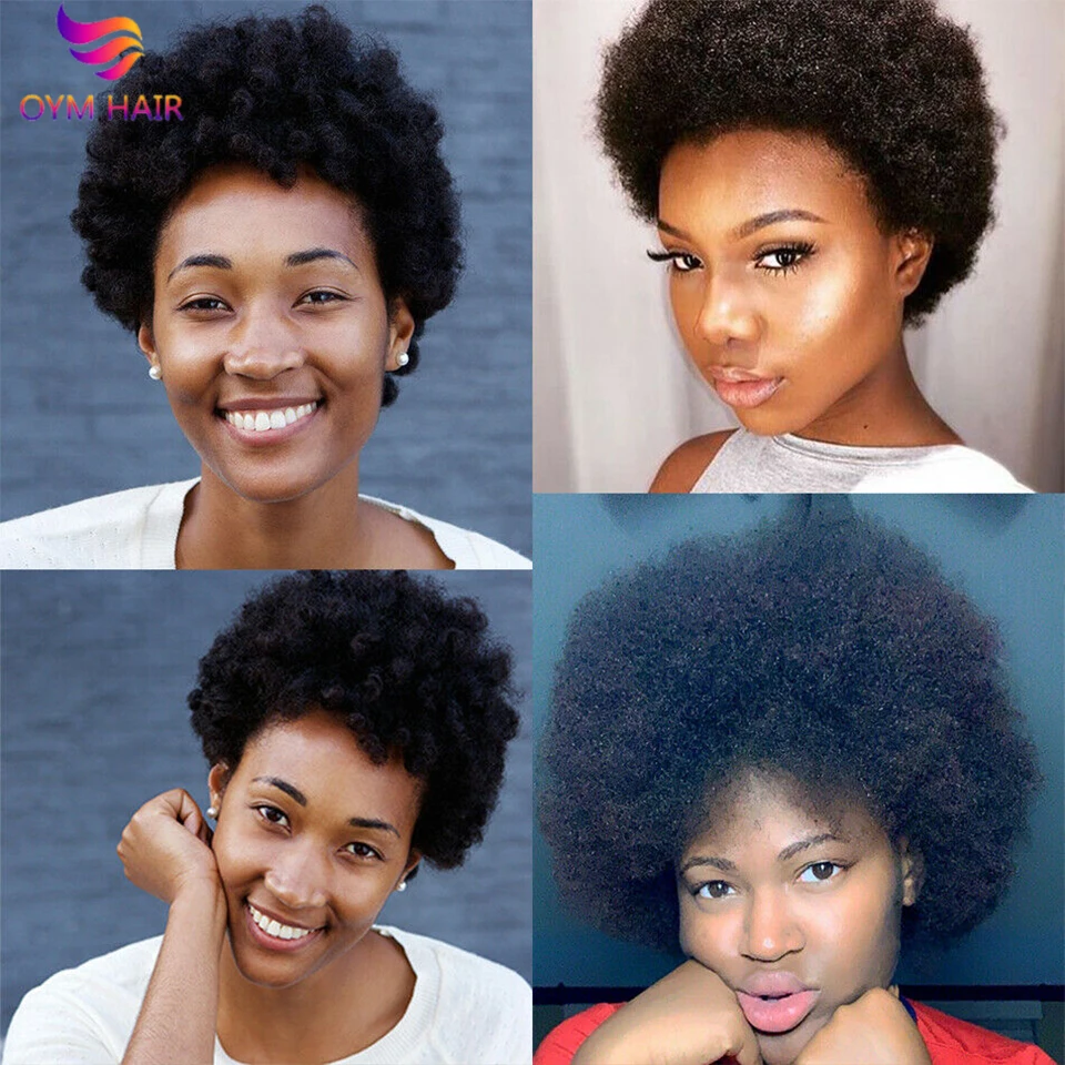 Short Afro Kinky Curly Hair Wigs For Black Women African Fluffy And Soft Wig Afro Curly Brazilian Human Hair Wigs Sale