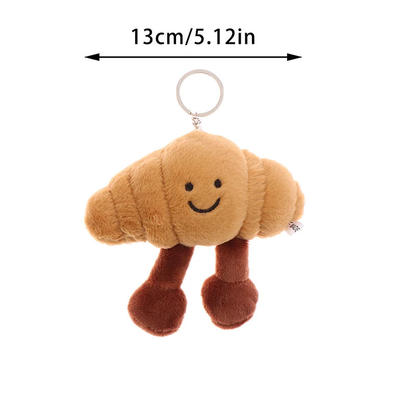 LLavero de juguete de peluche de croissant, colgante de muñeco de peluche suave de comida de dibujos animados, llavero de coche, mochila, bolsa, decoración, regalo para niños