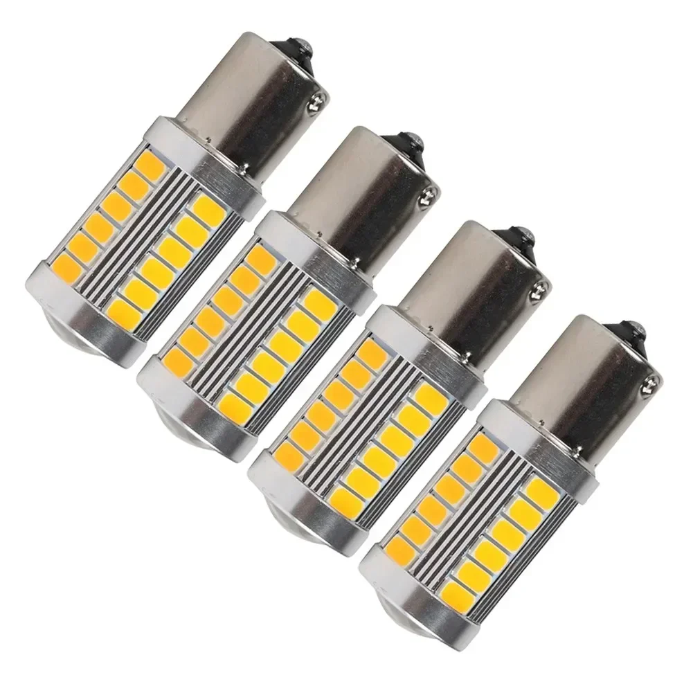 4ชิ้น33LED BAU15S 581หลอดไฟ LED PY21W รถยนต์สัญญาณไฟเลี้ยว12V สีเหลืองไฟเบรคถอยหลังจอดรถ LED