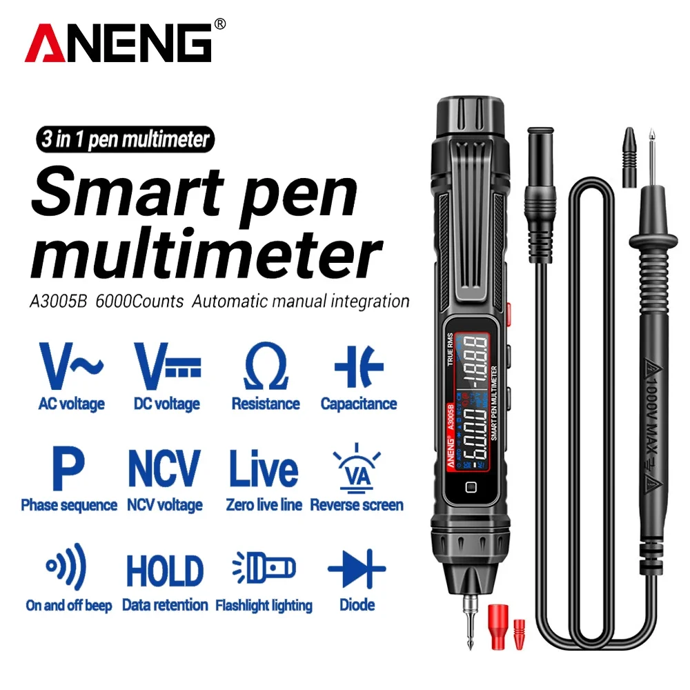 Мультиметр ANENG A3005A/B, профессиональный цифровой конденсатор переменного/постоянного тока, для электриков